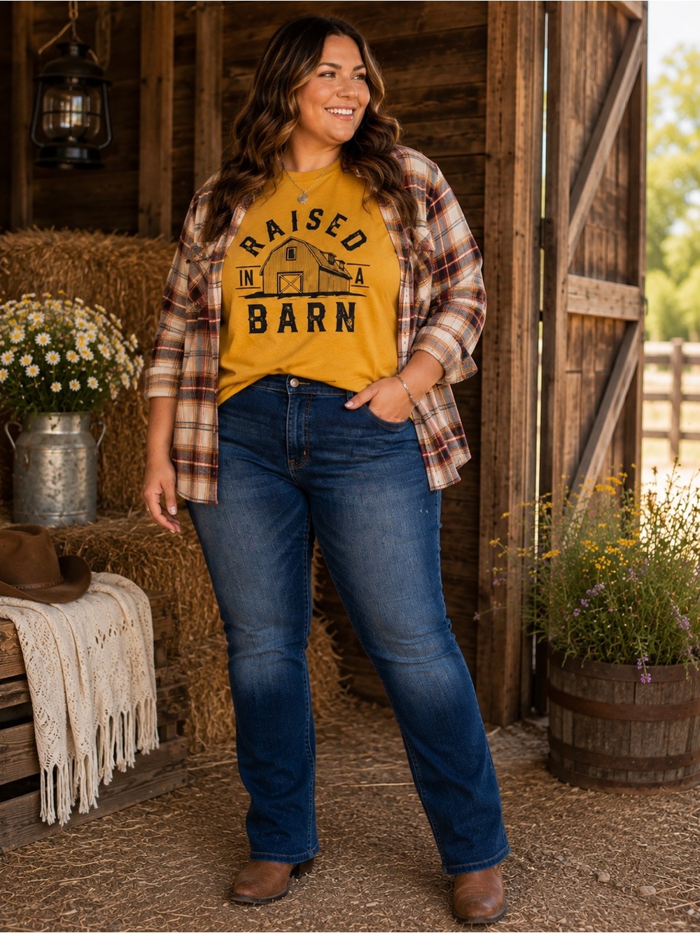 Raised in a Barn Graphic Tee | Size 2XL | Farm Country Chic